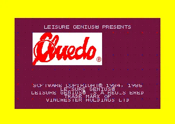 Cluedo (UK) (1986) screen shot title